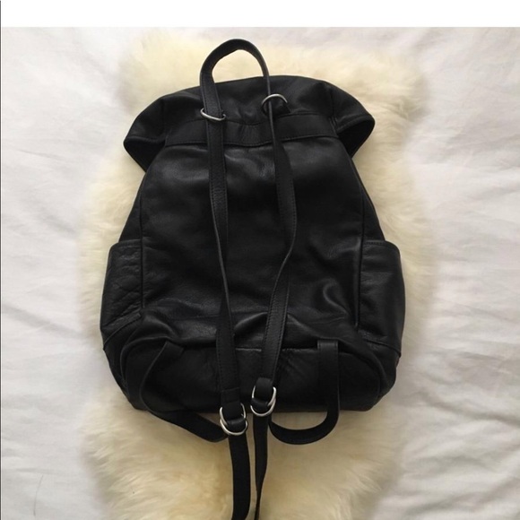 Zara Real Black Leather minimalist backpack